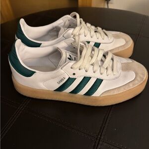 Adidas Samba White and Green Sneakers (worn gently)